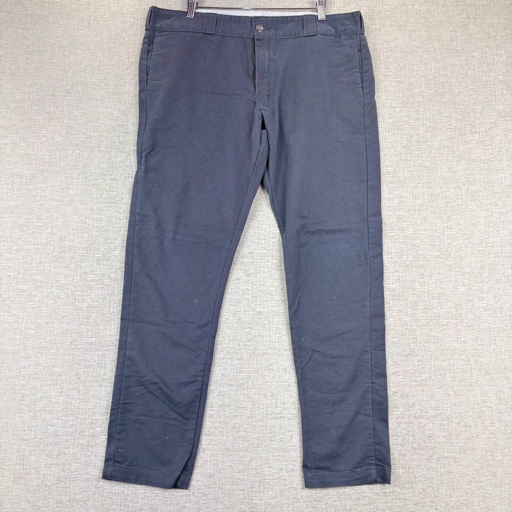 Dickies Skinny Straight Work Pants Mens 38x30 Charcoal Gray Twill Chinos